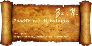 Zsadányi Nikoletta névjegykártya