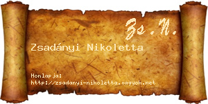 Zsadányi Nikoletta névjegykártya